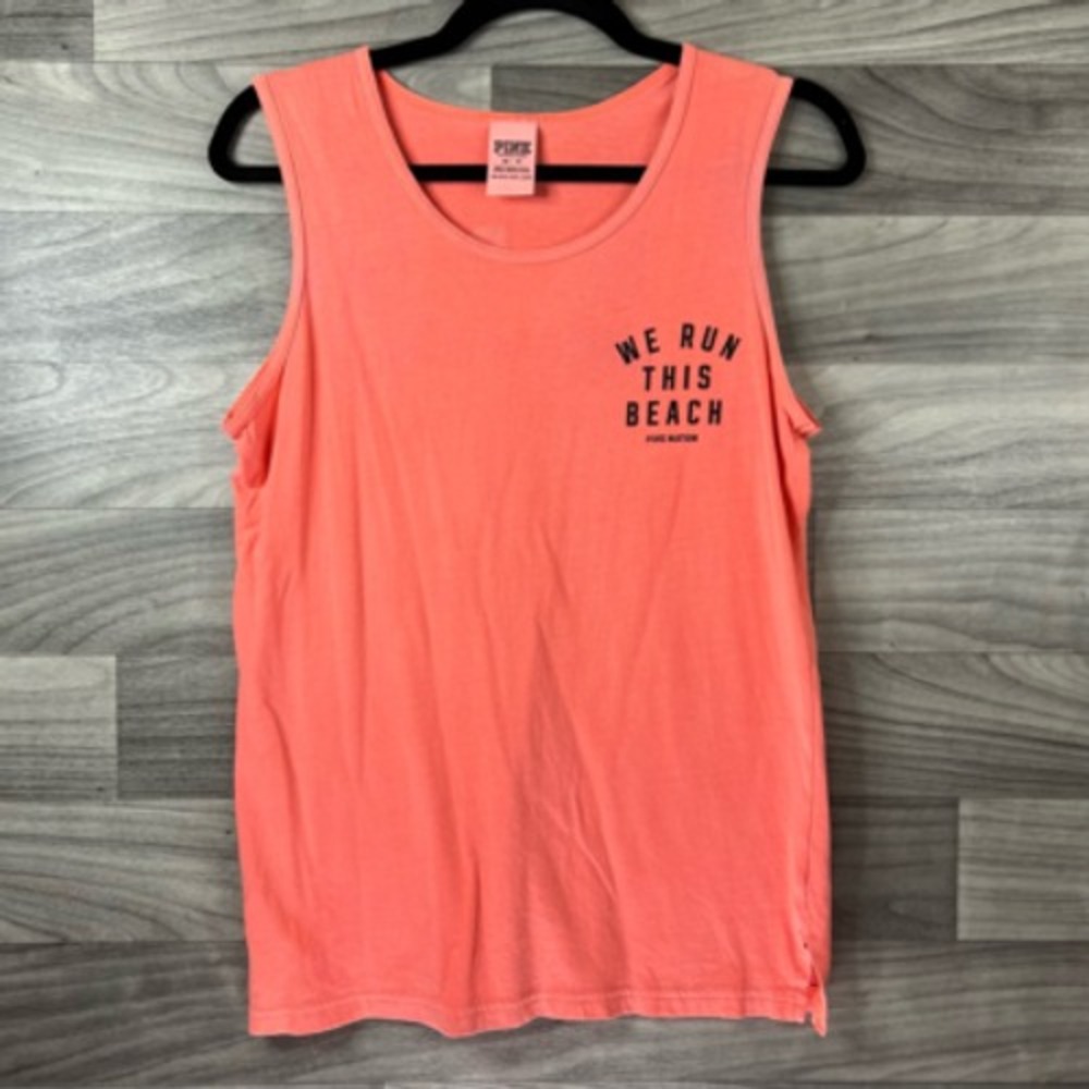 We Run This Beach Tank Top Pink Women's‎ XS Sleeveless Scoop Neck 100% Cotton